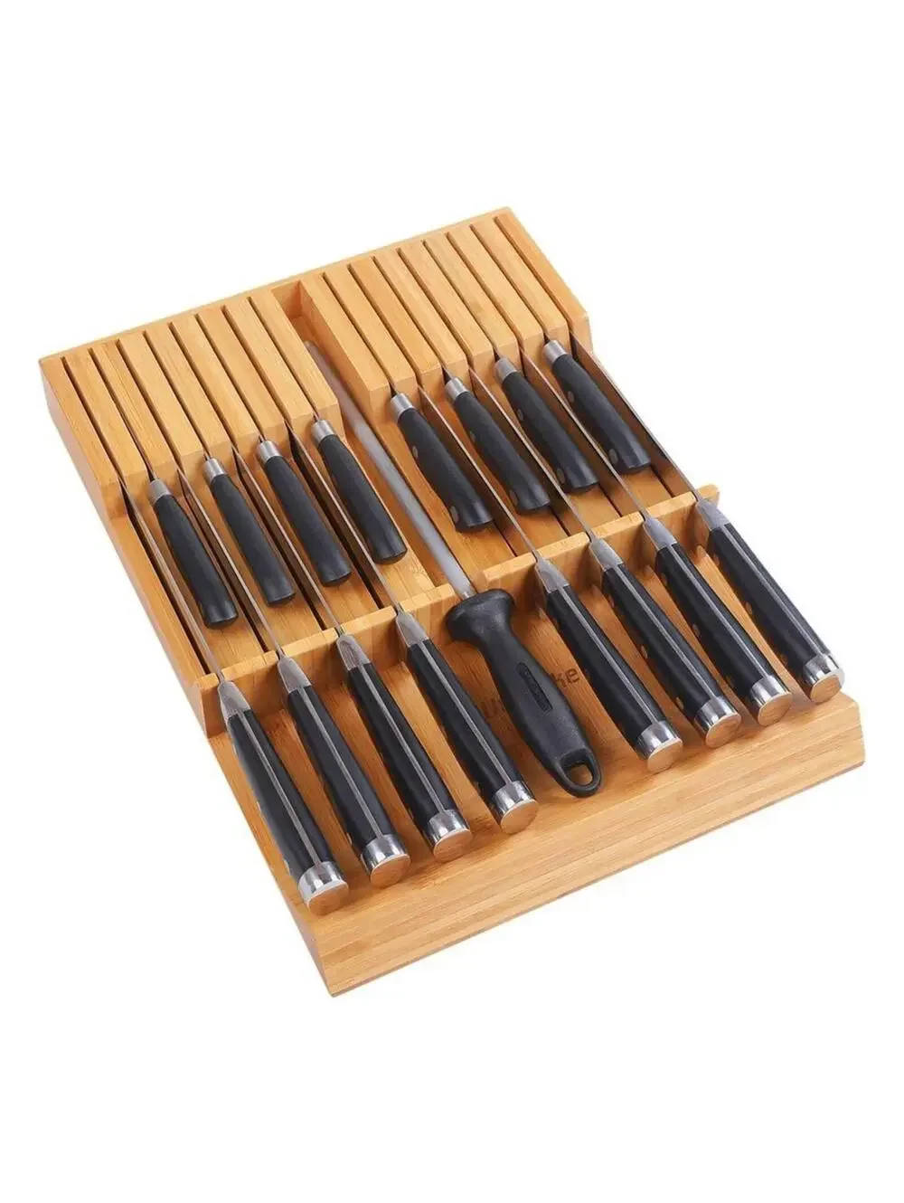 Utoplike In-drawer Knife Block Bamboo Kitchen Knife Drawer Organizer( no knives)